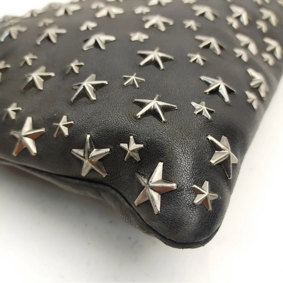 Jimmy Choo Black Star-Studded Large Leather Clutch Women's Bag - Picture 5 of 12